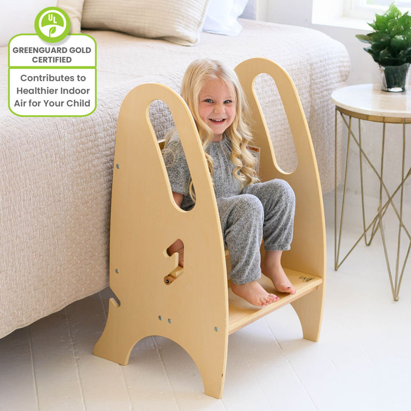 Natural Birchwood Adjustable 3-in-1 Growing Step Stool