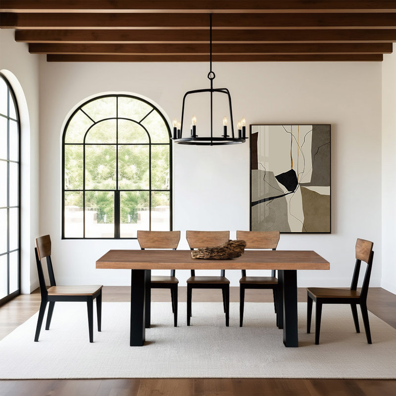 Rectangular Dining Table with Solid Wood Top