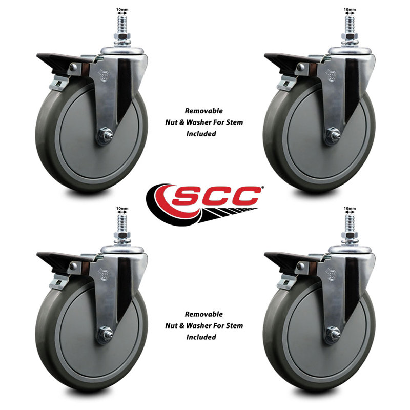 Polyurethane 10MM Threaded Stem Caster with Brake