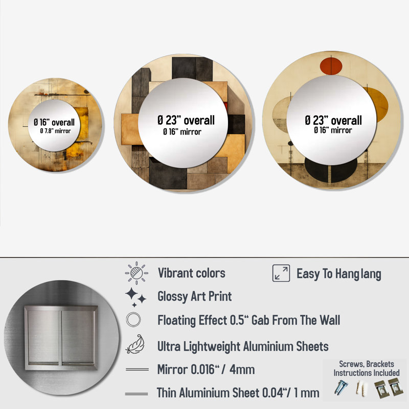 Miroir mural rond en aluminium Kovie
