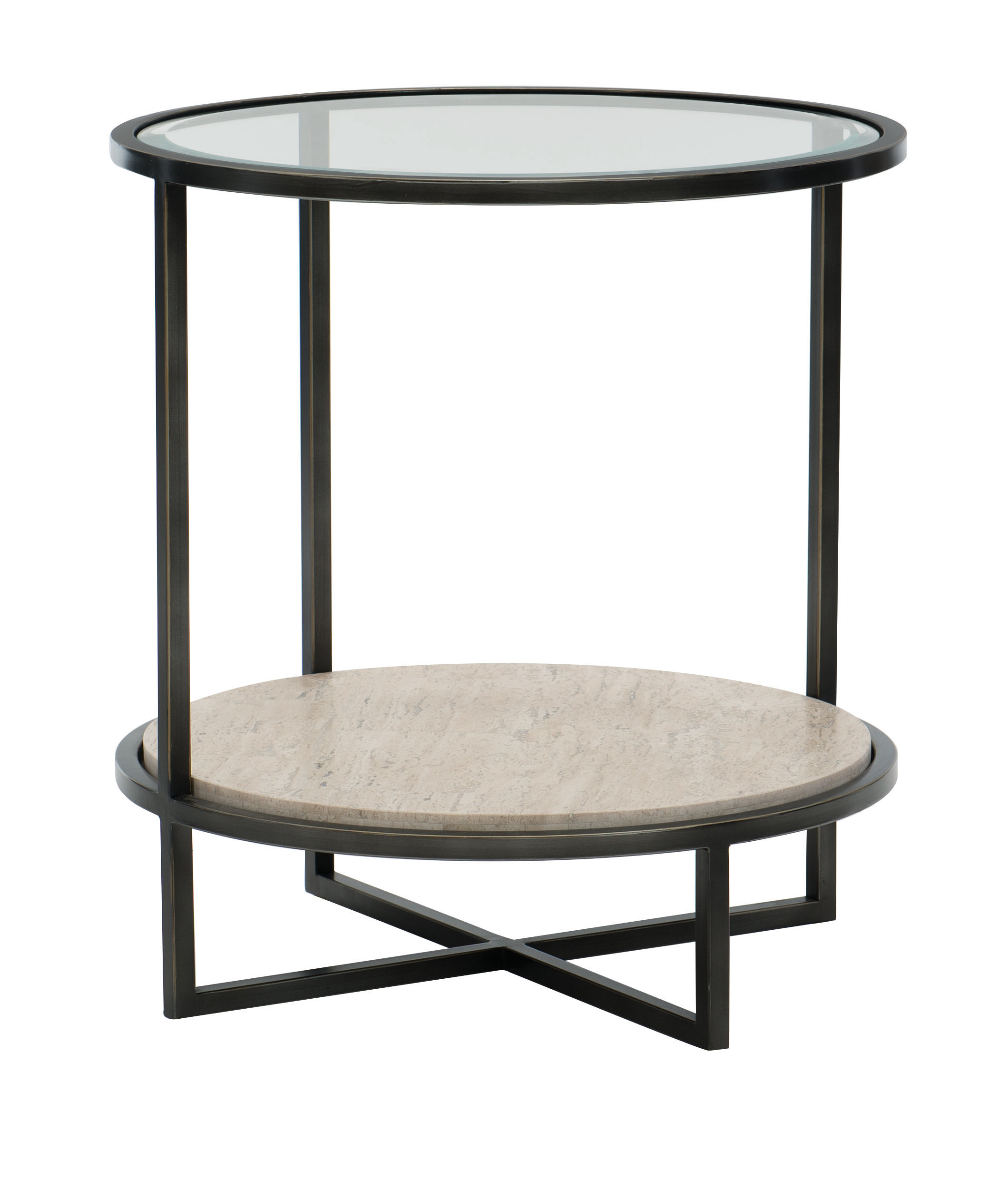 Bernhardt Harlow Glass Top Cross Legs End Table with Storage & Reviews