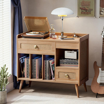 Record Player Stand With Charging Station