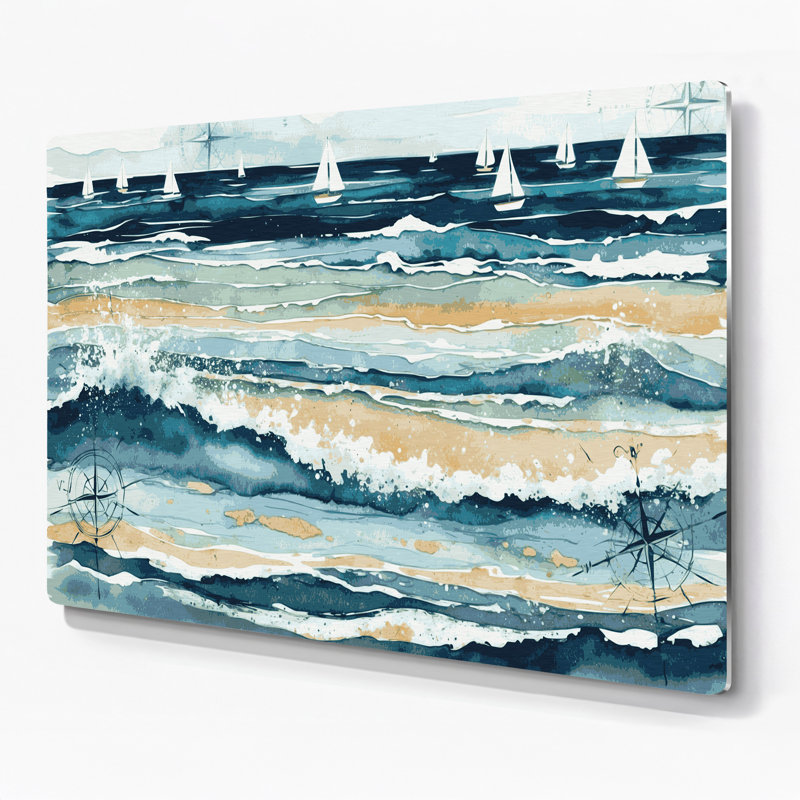 Nautique, couleurs côtières, art mural en métal beige, H 12 po x l 18 po