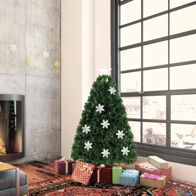 4 FT Green Pine Christmas Tree with 18 LED Lights, 4' H