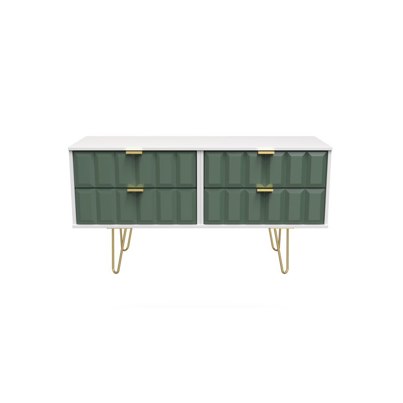 Allem 115cm W 4 - Drawer Chest of Drawers, Labrador Green/White