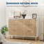 Commode 6 tiroirs en bois cannelé de 47,2 po de largeur avec poignées en métal pour la chambre à coucher