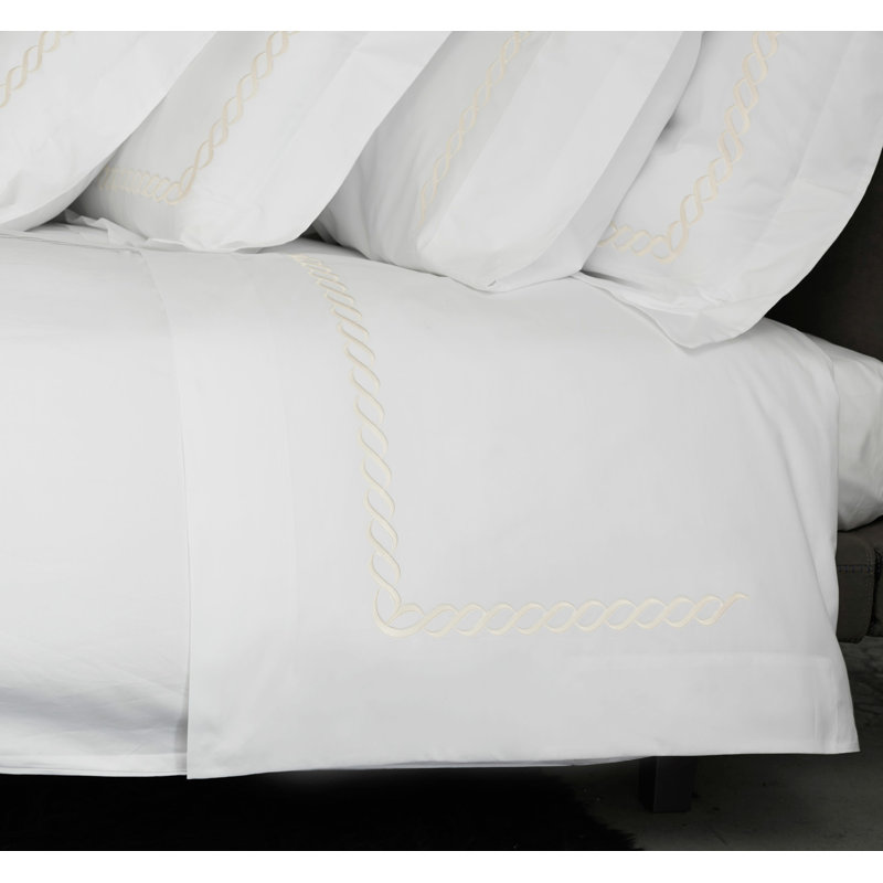 Soffio Percale Flat Sheet, White/Ivory, Queen Flat Sheet