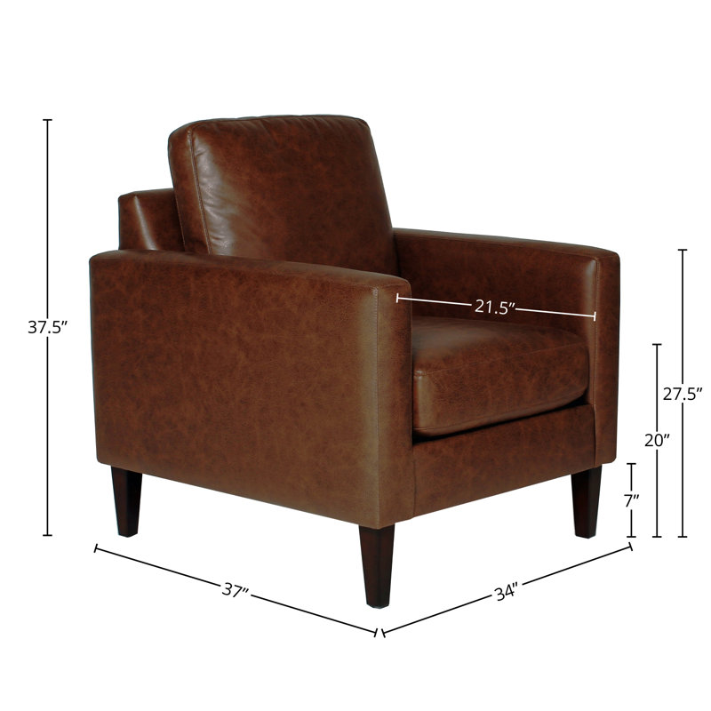 Fauteuil club en polyester 34 po, Brun