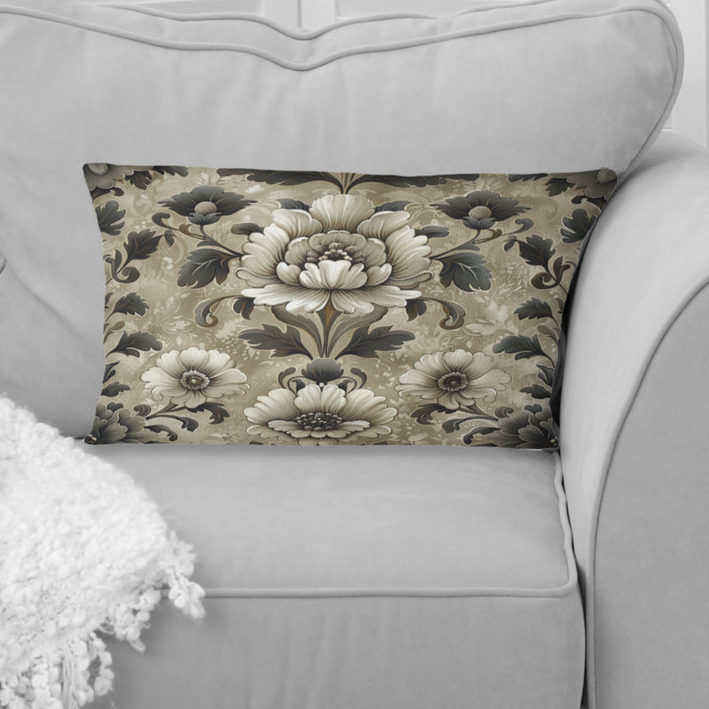 Coussin lombaire à motif floral damassé