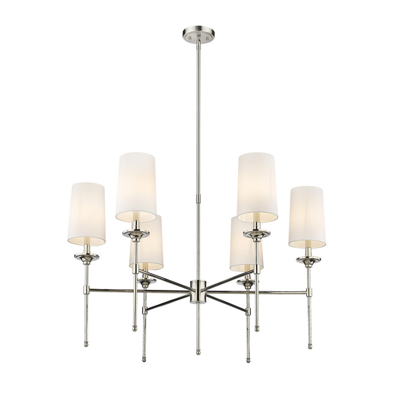 Lustre traditionnel / classique à 6 lumières de style bougie Hayse, Nickel poli