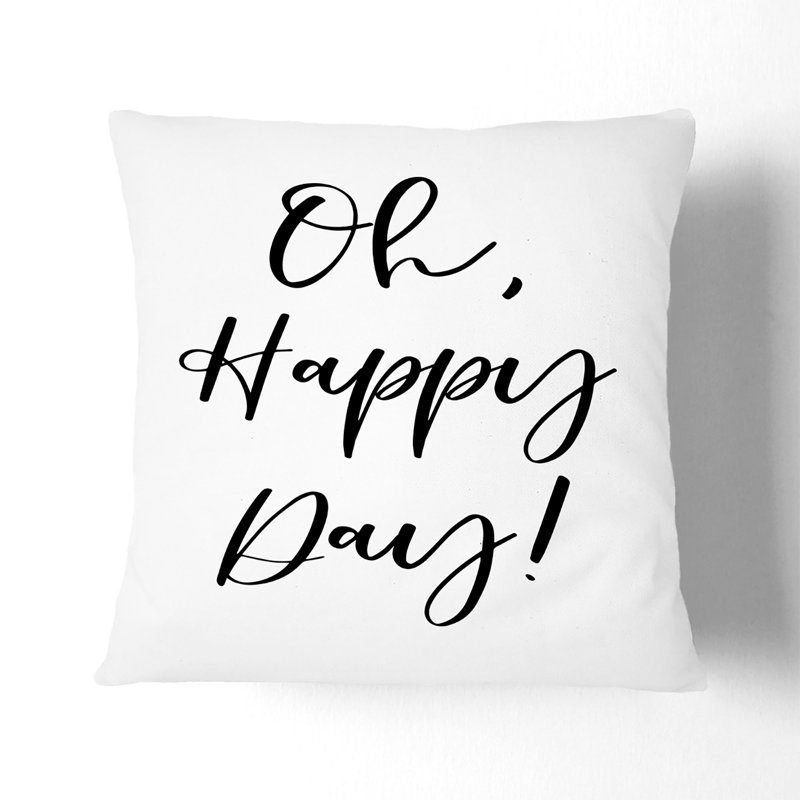 Oh Happy Day Square Throw Cushion, 55cm H x 55cm W x 20cm D