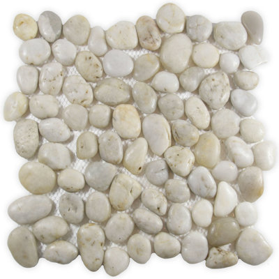 Aras Random Sized Natural Stone Mosaic Tile in White Waterproof - 1 Square Foot Per Box