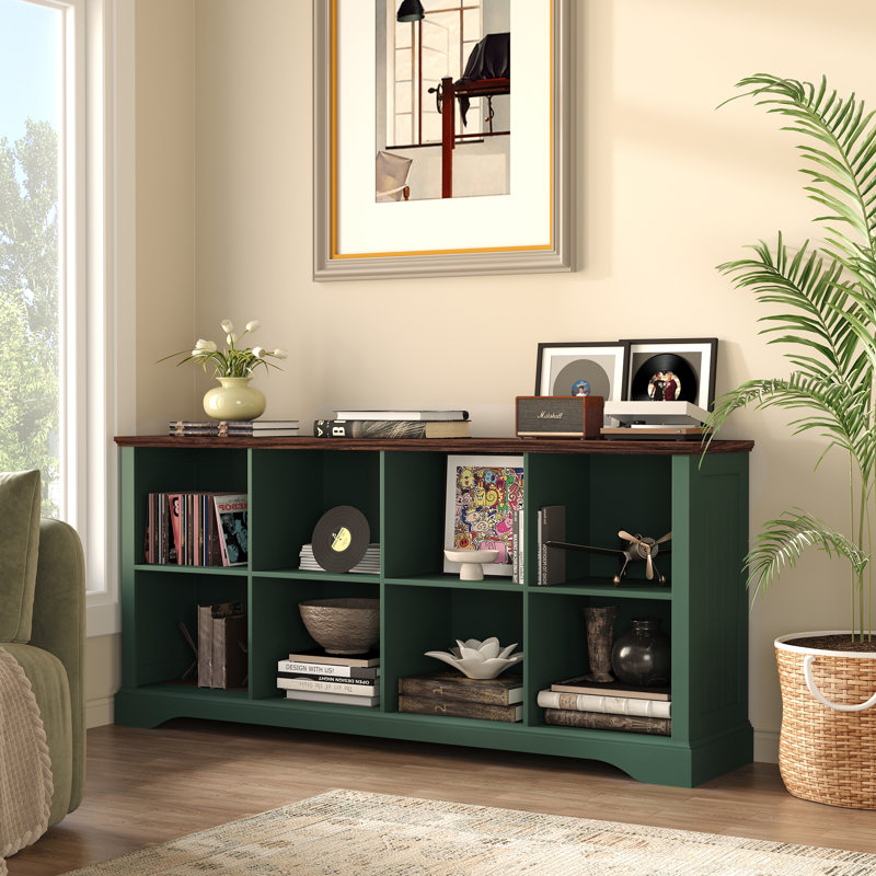 8 - Cube 62"W Storage Bookcase Horizontal Bookshelf Organizer with Anti-tip Hardware, (8 Cube) 28.8"H x 62.1"W x 13.8"D