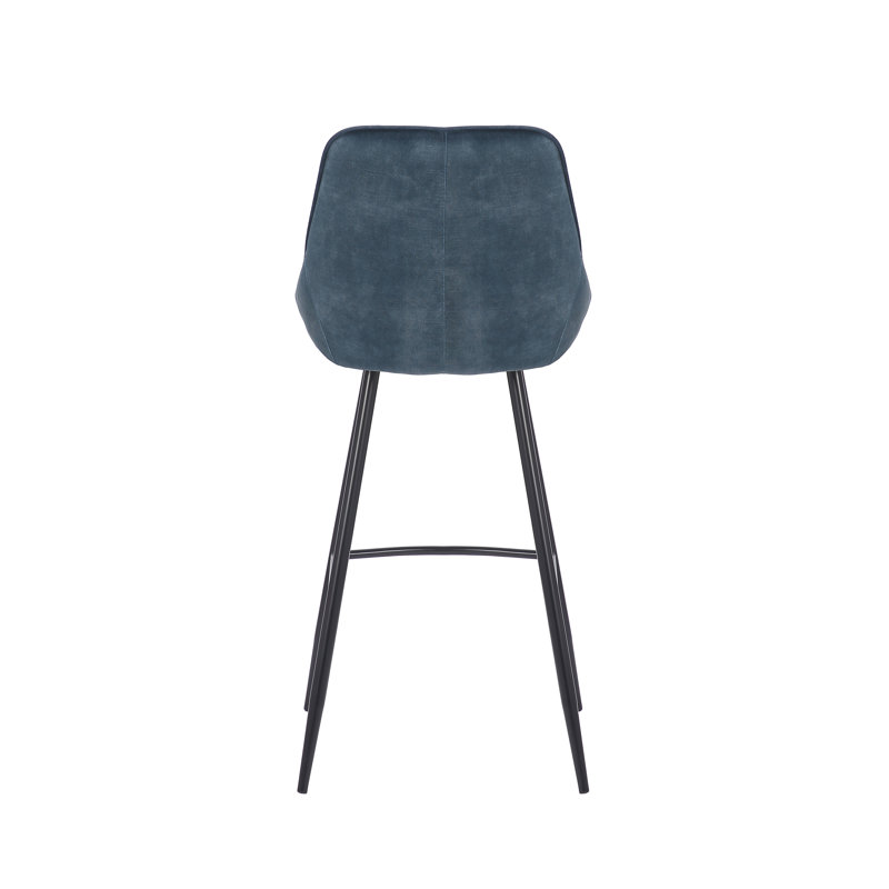 Tabouret de bar Weidner, Velours bleu foncé, Tabouret de bar = siège d'une hauteur de 29,52 p