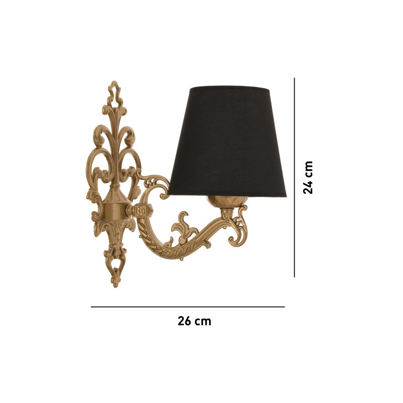 Elegant Wall Lamp, Black & Gold Metal Body, 9.8 x 3.9 x 10.2 inches | PVC Cap, 24 inches Tall, E27 Socket (Max 40W) | Stylish Lighting for Living Room, Bedroom, and Office | IP20 Rated, Bulb Not Included