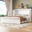 Queen Size Bed Wall Bed, White, With Drawer, Sockets, Ports, Pulley For Small In Space Compact Apartment