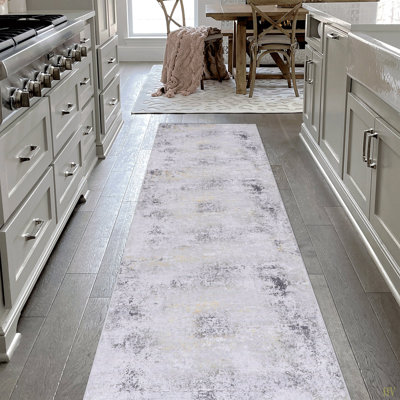 Tapis de couloir 2 pi 6 po x 10 pi lavable, à poils courts, antidérapant, antidérapant, pliable, adapté aux enfants et aux animaux de compagnie - Tapis pour salon, chambre à coucher, cuisine, salle à manger (2 pi 6 po) X 10 pi)