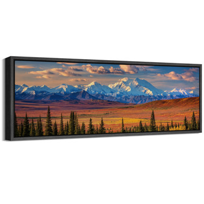 Mountain Valley Landscape Artwork, Living Room Pictures, Framed Canvas Giclee Print 3 Pieces Wall Art - 24"x36"x3pcs
