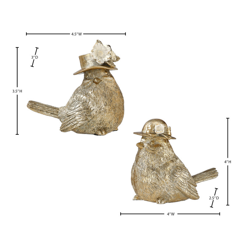 Oiseau en résine 4 po avec chapeau
