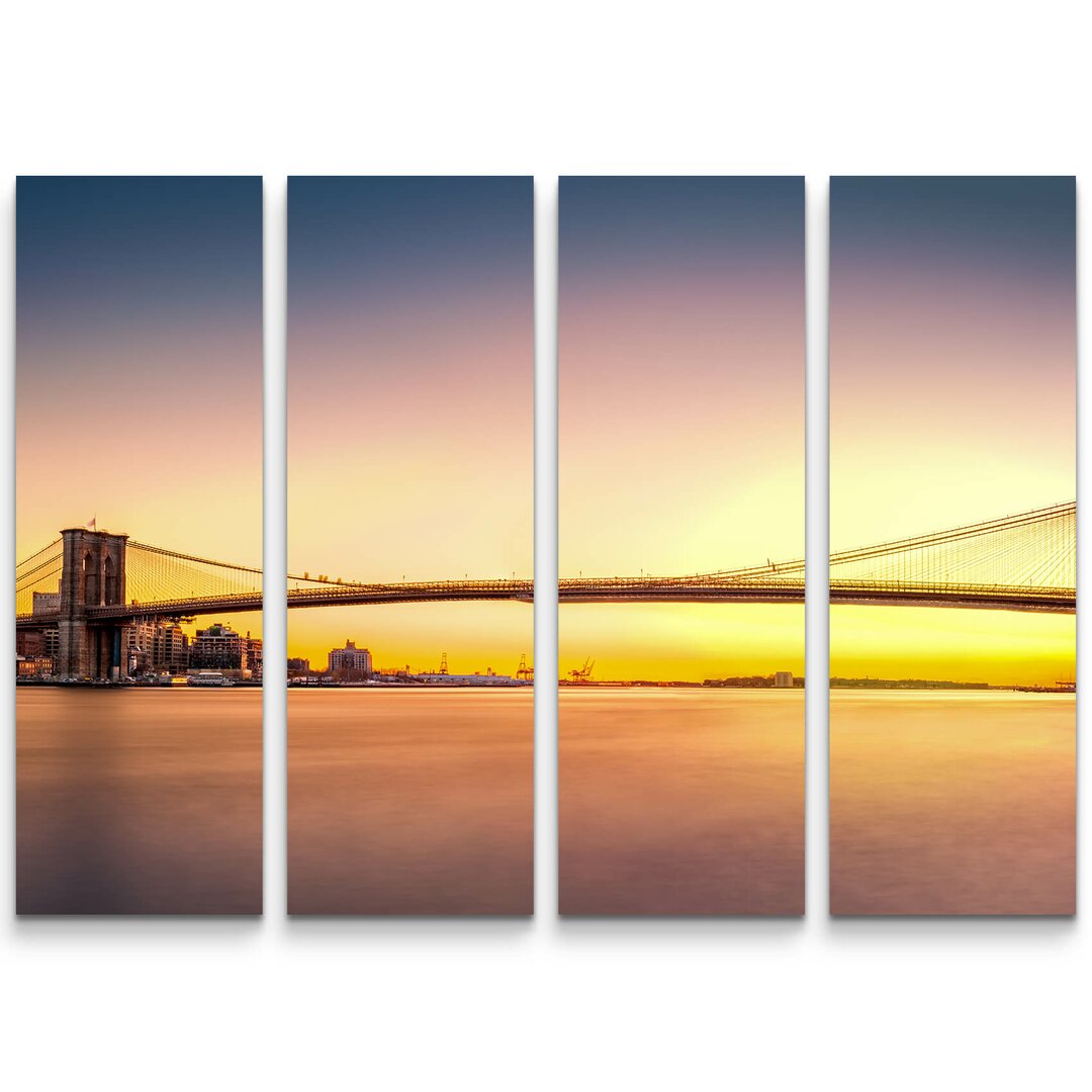 4-tlg. Leinwandbilder-Set Brooklyn Bridge bei Sonnenuntergang