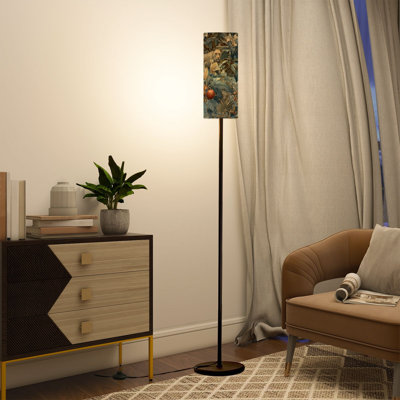  Lampe sur pied de 68,5 po à motif de léopard sans couture de luxe à motif de nature botanique exotique avec abat-jour en lin et ampoule DEL incluse