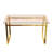 51" Modern Minimalist Rectangular Glass Dining Table for 4-6 with 0.31" Tempered Glass Tabletop and Golden Chrome Metal Legs
