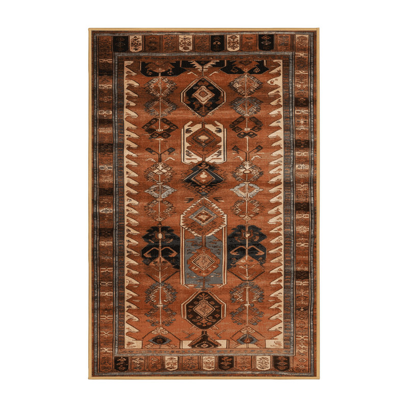 Tapis brun turc lavable à la machine, Rectangulaire 2 pi x 3 pi