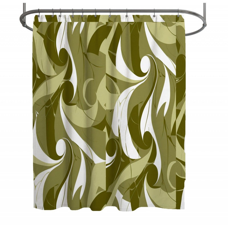 Swirls Artwork Bathroom Abstract Shower Curtain, 73"H x 70"W