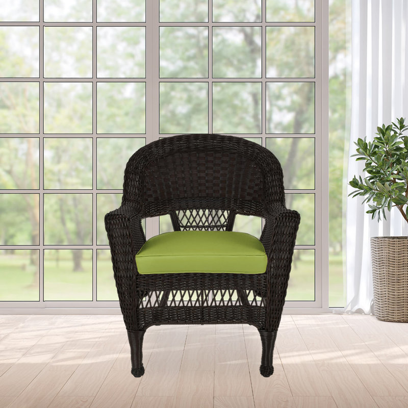 Chaise de patio avec coussins Arliss, Espresso, Vert