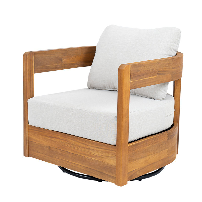 Fauteuil club pivotant en bois Telluride