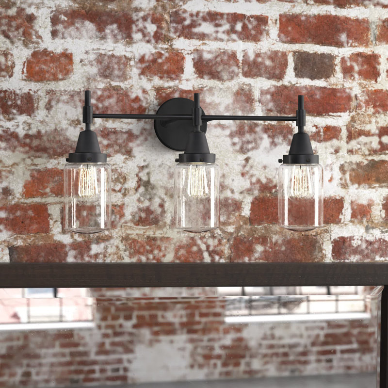 Gayle 3 - Light Dimmable Vanity Light, Matte Black, Clear, 60 Watt Vintage Incandescent Bulb