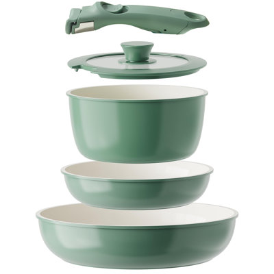 Non-Toxic Ceramic Cookware Set with Removable Handles