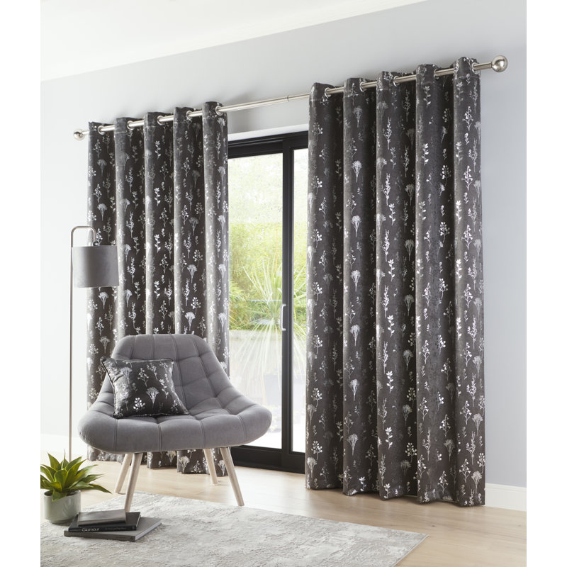 Bracken Room Darkening Curtain Pair, Navy, 117 W x 229 D cm