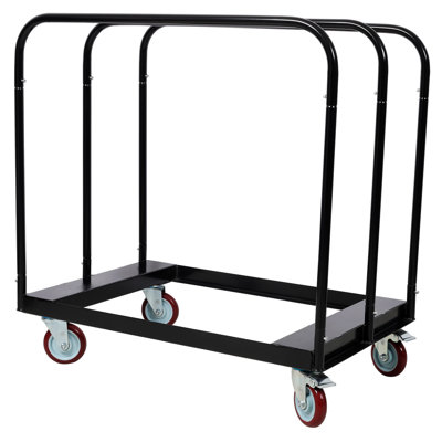 Heavy Duty Drywall Sheet Cart & Panel Dolly with 1500lbs Load Capacity - Steel Construction, 38"L x 23.6"W x 39.3"H, 5-inch Swivel Casters, 3-Side Handrails for Warehouse, Factory Use, Black