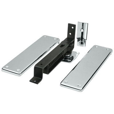 Charnière à ressort Deltana DASH95U26, double action avec plaques de recouvrement en laiton massif en chrome poli