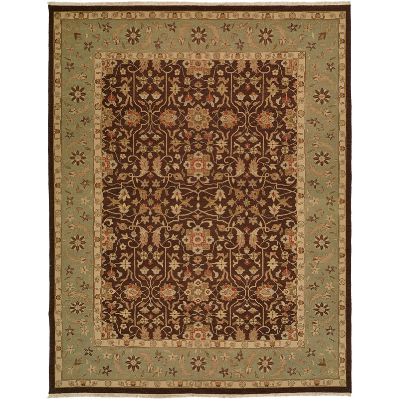 Dhenkanal Wool Oriental Area Rug in Blue, Rectangle 10' x 14'