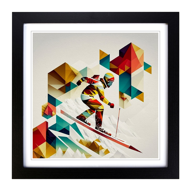 Snowboarding Geometric - Framed Print