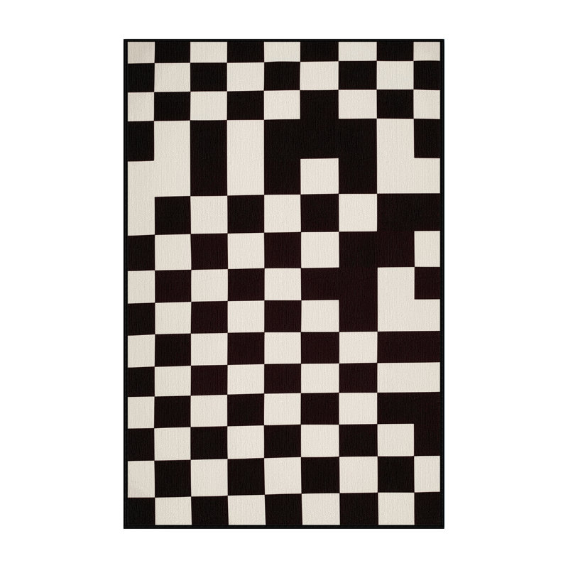 Tapis damier noir lavable à la machine