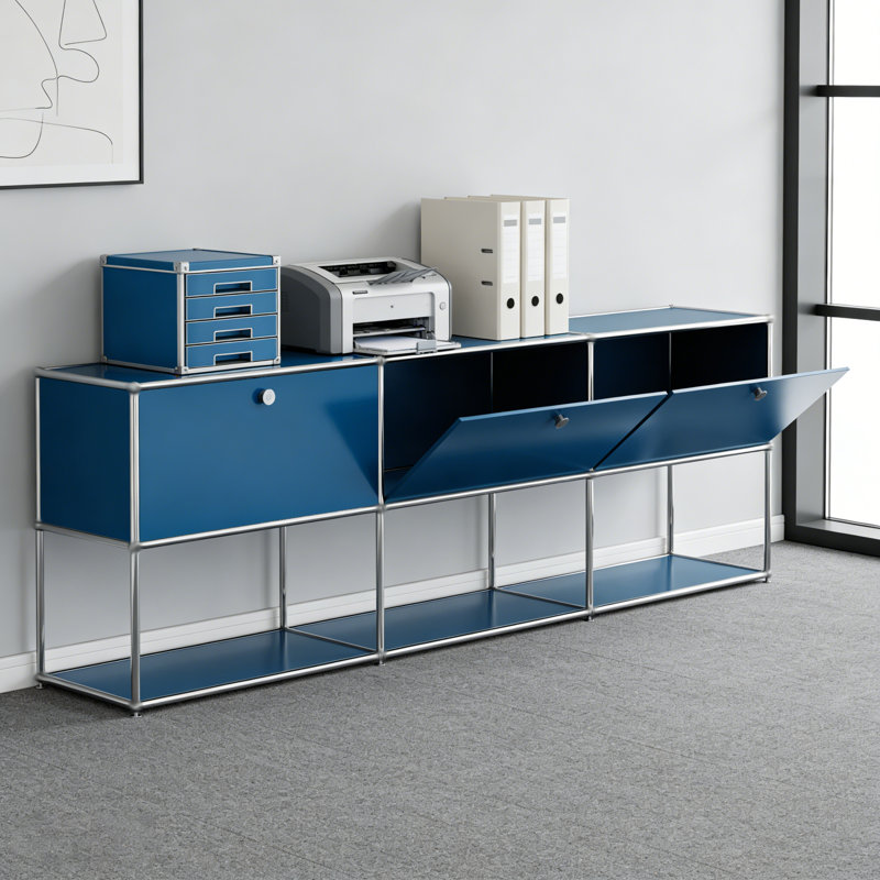 Armoire de rangement modulaire en métal avec tablettes réglables, Bleu