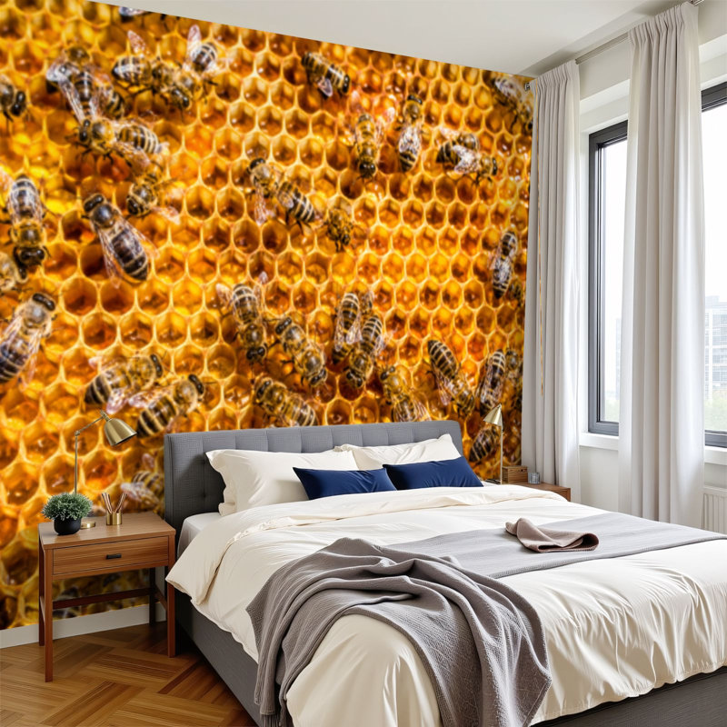 Papier peint adhésif auto-adhésif moderne pour la chambre à coucher avec des abeilles