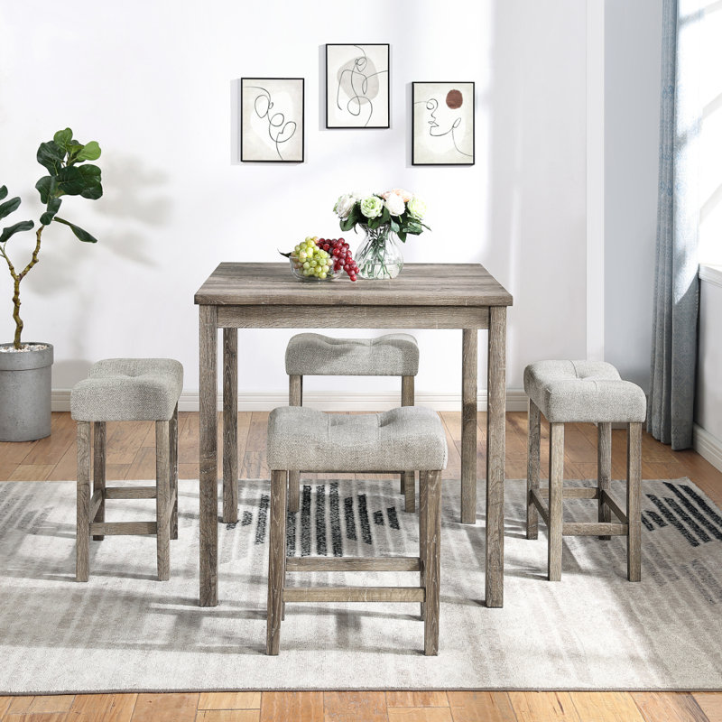 Ensemble de table de salle à manger, de bar et de chaises, ensemble de table de salle à manger 5 pièces, ensemble de table de petit déjeuner industriel, pour le salon, la salle à manger, la salle de jeux
