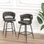 2Pcs Woven Bar Stools - Brown. 360 Swivel, Technical Leather, For Kitchen Island And More Leather Degree Metal Frame Kitchen, Bar, , Cafe-379718441