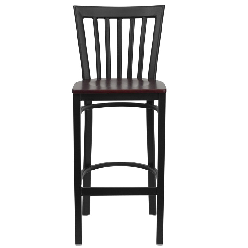 Lyman Counter Stool with Metal Frame, Mahogany Wood, Bar Stool (29” Seat Height), 1