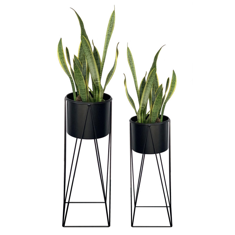 Handmade Metal Pot Planter, Black