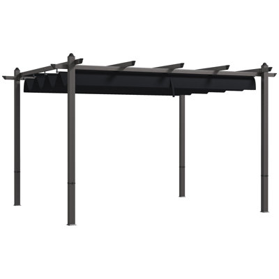 10 Ft.W Metal Pergola with Canopy