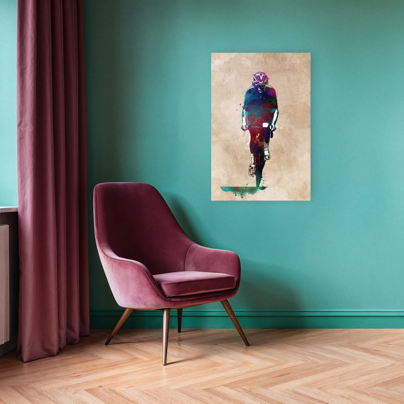 «Vibrant Cycling Athlete», art mural contemporain, 36" H x 24" W