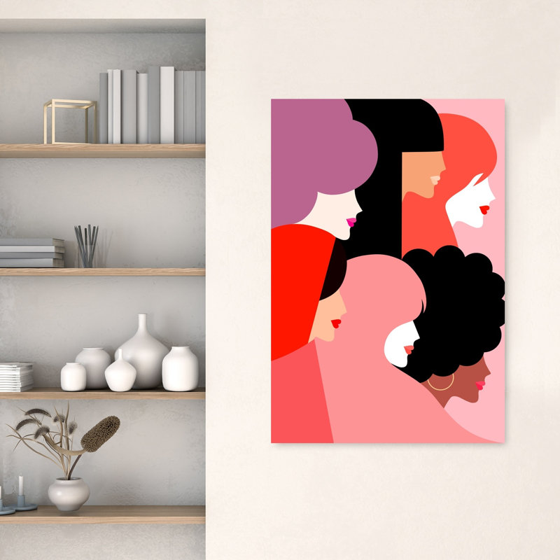 Profils de femmes diverses - Affiche murale moderne, minimaliste et colorée, 48" H x 32" W