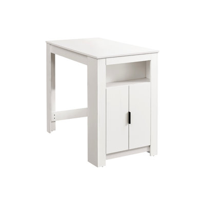 Table de salle à manger rectangulaire moderne 48 po avec comptoir et rangement, finition stratifiée blanche pour les petites cuisines