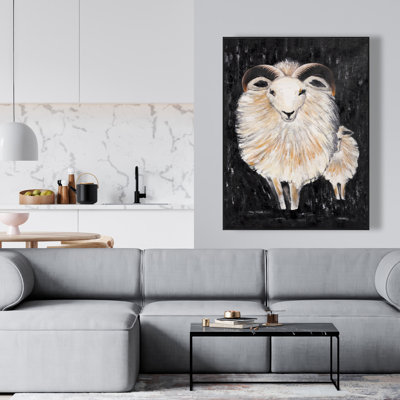 Two Bushy Ram - Rustic Framed Canvas for Bedroom Decor