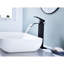 Robinet de lavabo pour salle de bain à poignée simple Waterfall Spout, noir mat, acier inoxydable avec bonde escamotable sans trop-plein-124241863